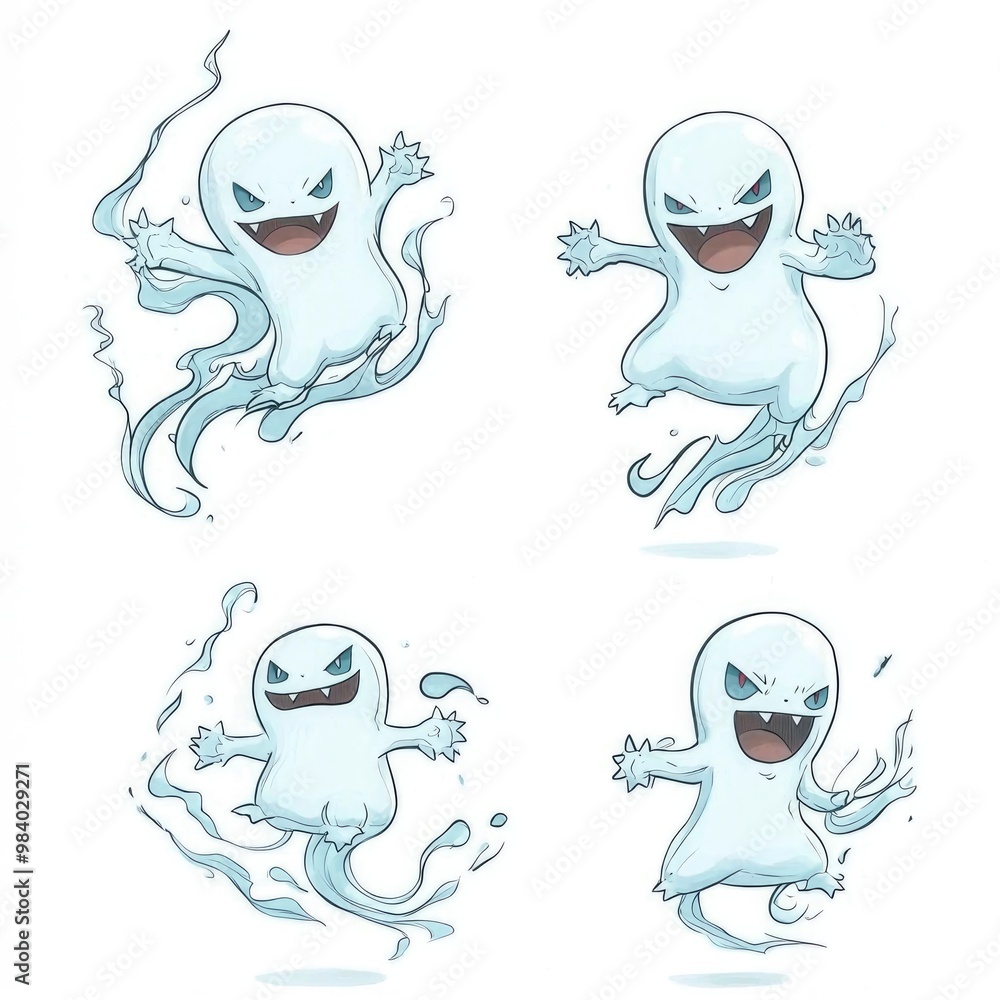 Cartoon Ghost Character Poses in Various Animations Cartoon Ghost Character Poses in Various Animations
