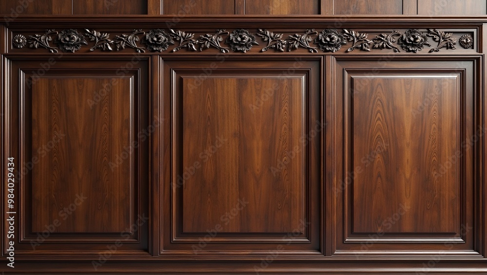 Elegant Neo Classical wood paneling with carved floral details