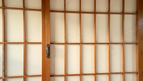 Wallpaper Mural Japanese shoji style wood paneling with delicate grid pattern in natural cedar wood Torontodigital.ca