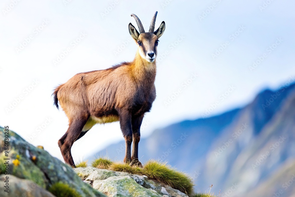 Alpine chamois isolated on white created with Low Angle Alpine chamois isolated on white created with Low Angle