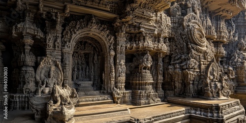 Hindu temple covered in carvings 