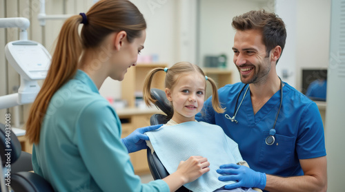 Pediatric Healthcare Visit with Caring Doctors and Happy Child in Medical Office - Family Consultation