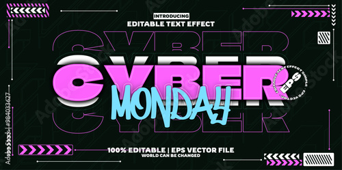 Cyber monday editable text effect in new modern trend style