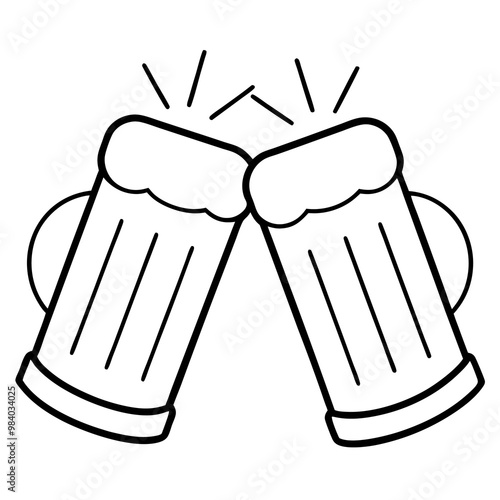 toasting beer glasses outline coloring book page line art drawing