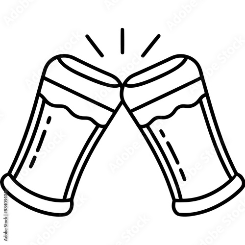 toasting beer glasses outline coloring book page line art drawing