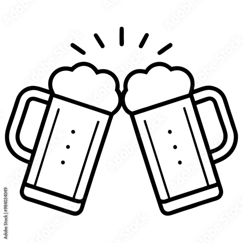 toasting beer glasses outline coloring book page line art drawing