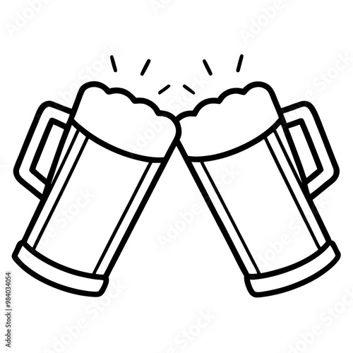 toasting beer glasses outline coloring book page line art drawing