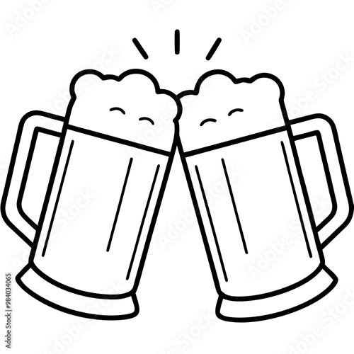 toasting beer glasses outline coloring book page line art drawing