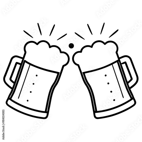 toasting beer glasses outline coloring book page line art drawing