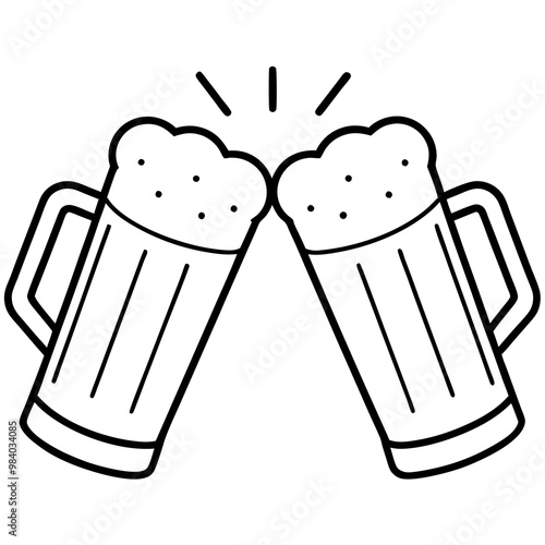 toasting beer glasses outline coloring book page line art drawing