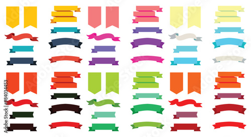 Colorful Vector Banners. Set of Ribbons Banners with Label, Tag and Quality Badges. Banners set, isolated on white background.