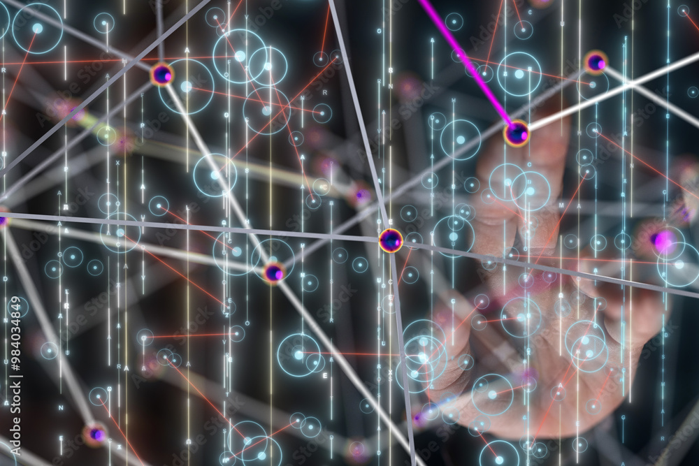 Neural network 3D illustration. Big data and cybersecurity - 3d Neural network 3D illustration. Big data and cybersecurity - 3d