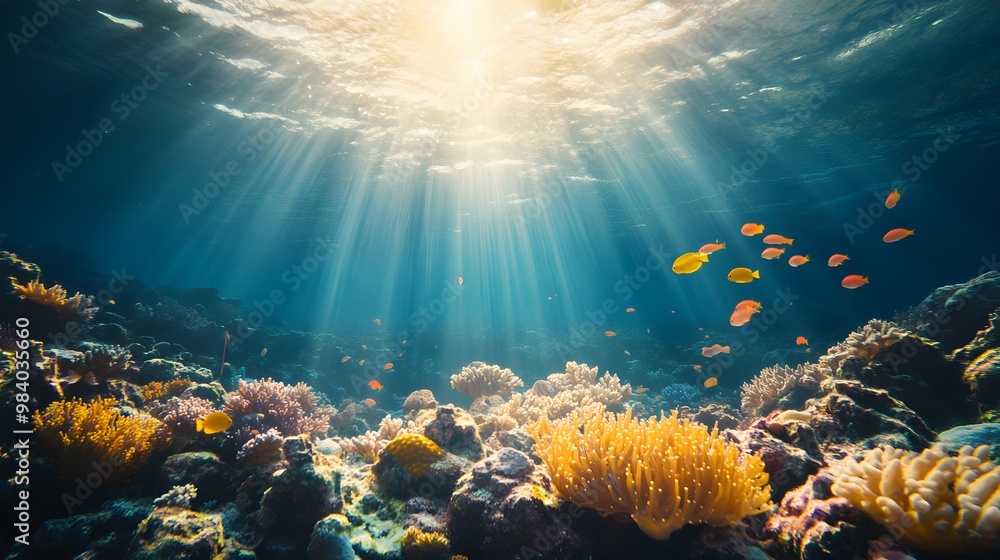 Fototapeta premium Beautiful underwater landscape filled with vibrant coral reefs