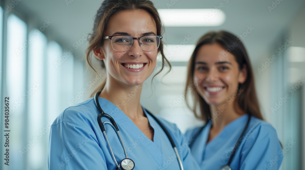 Smiling Medical Professionals in Scrubs Posing in Hospital and Outdoor Settings – Group and Individual Healthcare Workers Photo Smiling Medical Professionals in Scrubs Posing in Hospital and Outdoor Settings – Group and Individual Healthcare Workers Photo
