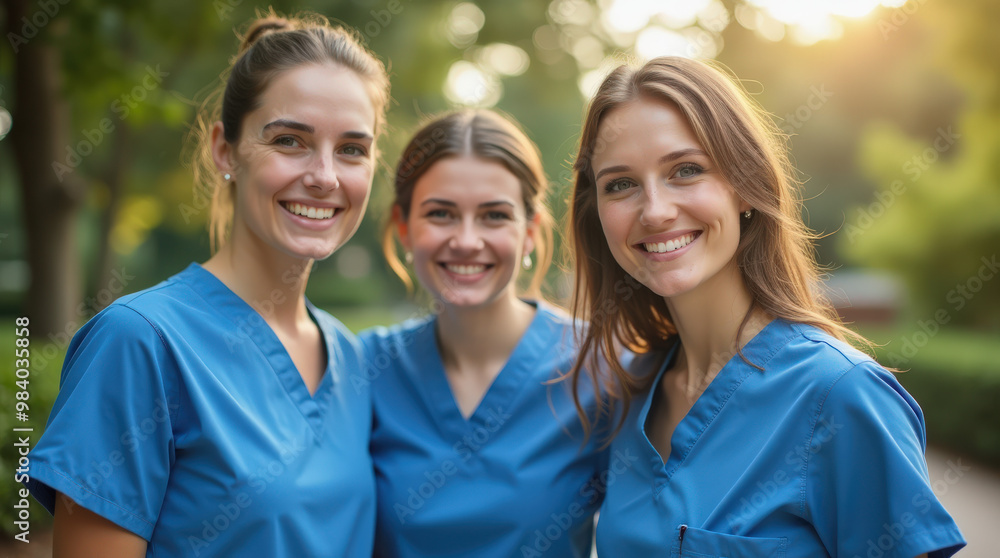 Smiling Medical Professionals in Scrubs Posing in Hospital and Outdoor Settings – Group and Individual Healthcare Workers Photo Smiling Medical Professionals in Scrubs Posing in Hospital and Outdoor Settings – Group and Individual Healthcare Workers Photo