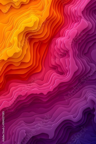 This piece showcases vibrant abstract layers that beautifully represent sunset colors in a dynamic and fluid artistry