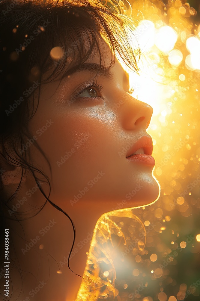 Radiant Portrait with Sunlit Background Radiant Portrait with Sunlit Background