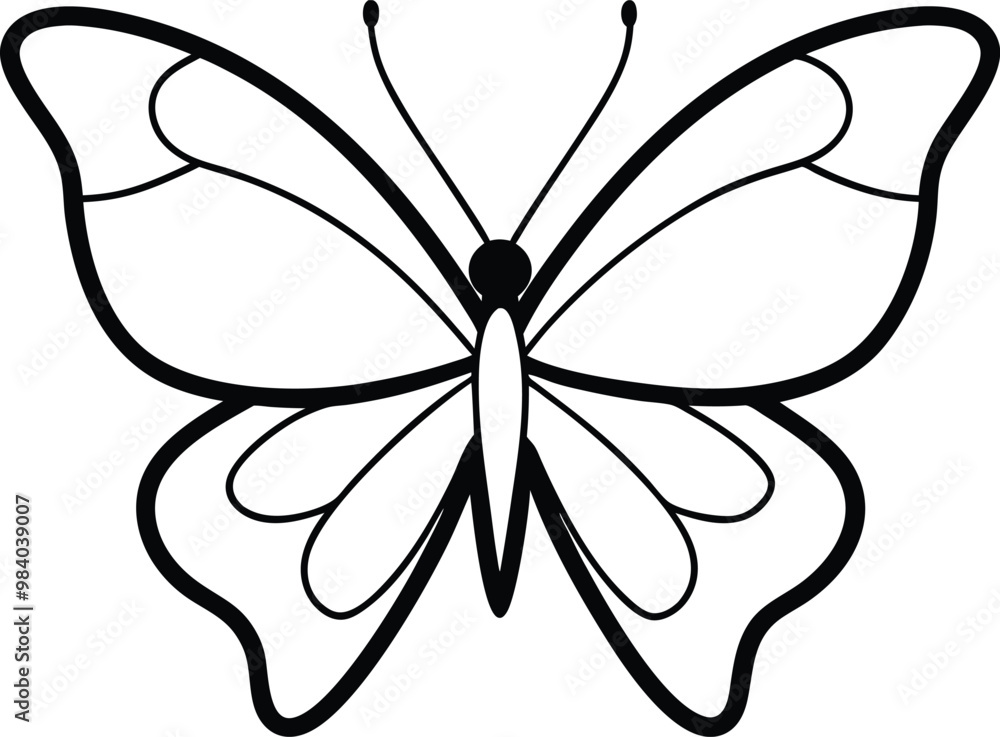 black butterfly line art vector illustration silhouette, Print black butterfly line art vector illustration silhouette, Print