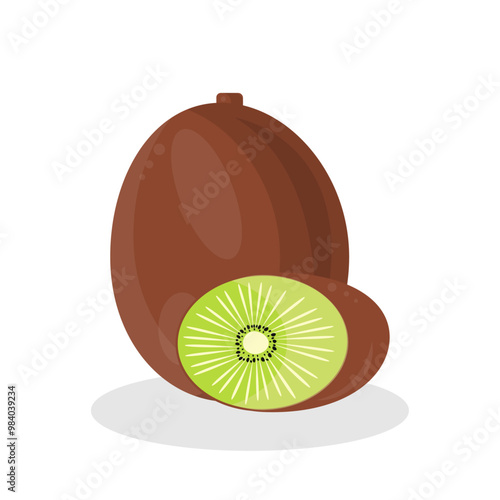 Kiwi whole, halves kiwi