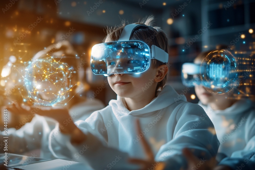 Fototapeta premium Children Engaging with Virtual Reality Technology