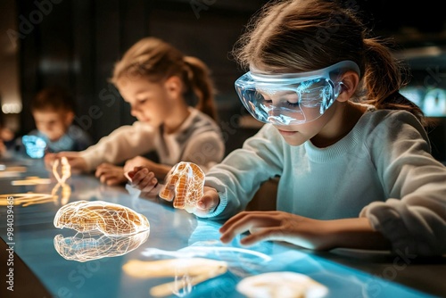 Children Engaging with Interactive Science Exhibit photo