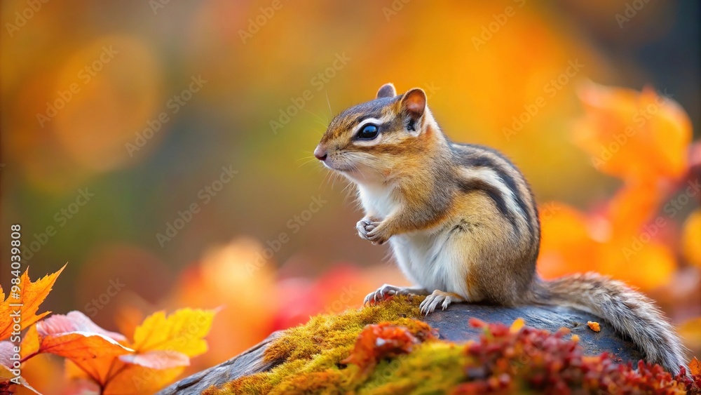 Asian chipmunk in autumn in western Siberia Asian chipmunk in autumn in western Siberia