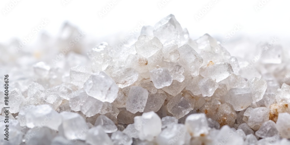 Close-Up of Textured White Salt Crystals in Symmetrical Arrangement, Shallow Depth of Field with Gentle Illumination, Highlighting Depth, Simplicity, and Natural Beauty Close-Up of Textured White Salt Crystals in Symmetrical Arrangement, Shallow Depth of Field with Gentle Illumination, Highlighting Depth, Simplicity, and Natural Beauty