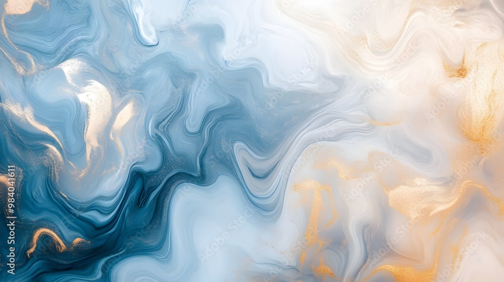 Abstract background with swirling patterns in blue, gray, and beige, resembling marble or oil painting textures, Generative AI Abstract background with swirling patterns in blue, gray, and beige, resembling marble or oil painting textures, Generative AI
