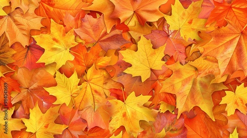 Autumn orange banner with blurred maple leaves, ideal for seasonal designs and fall projects.