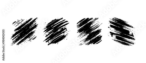 Black vector marker lines, splash and torn effect.
