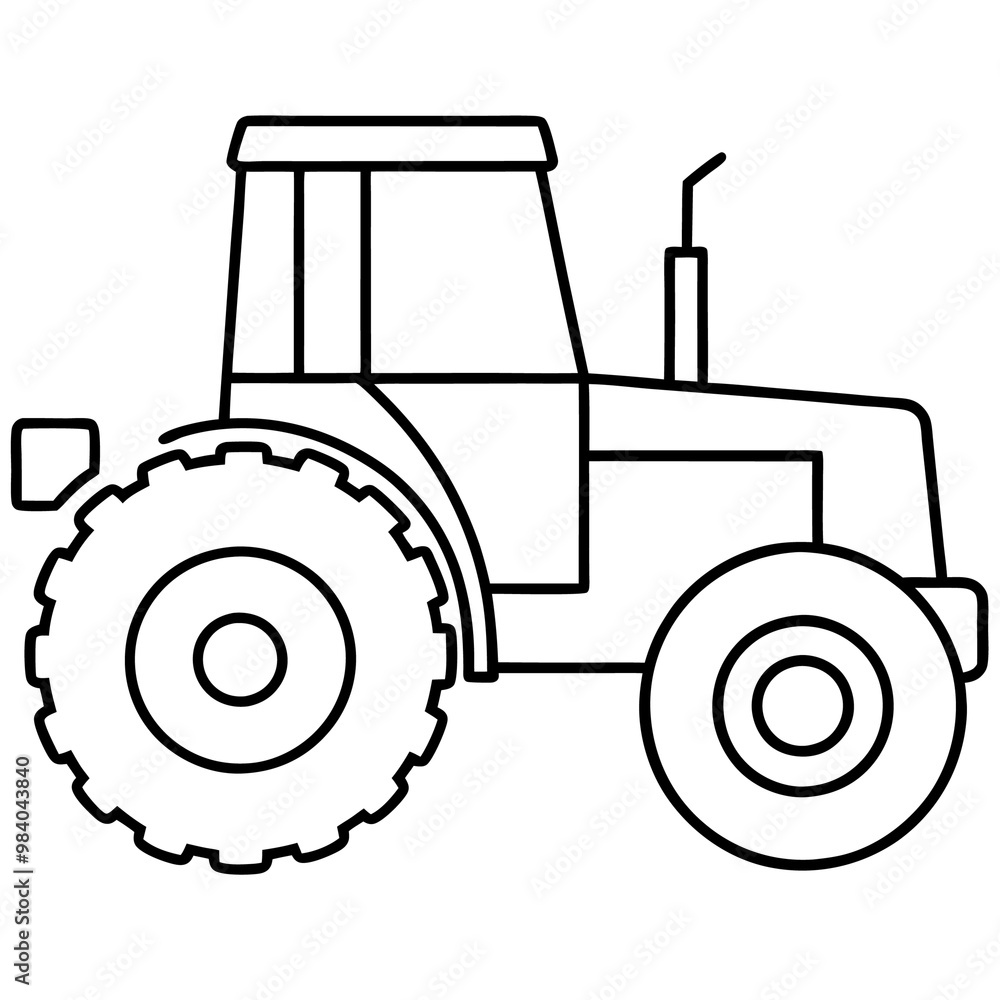 Obraz premium tractor outline coloring book page line art drawing