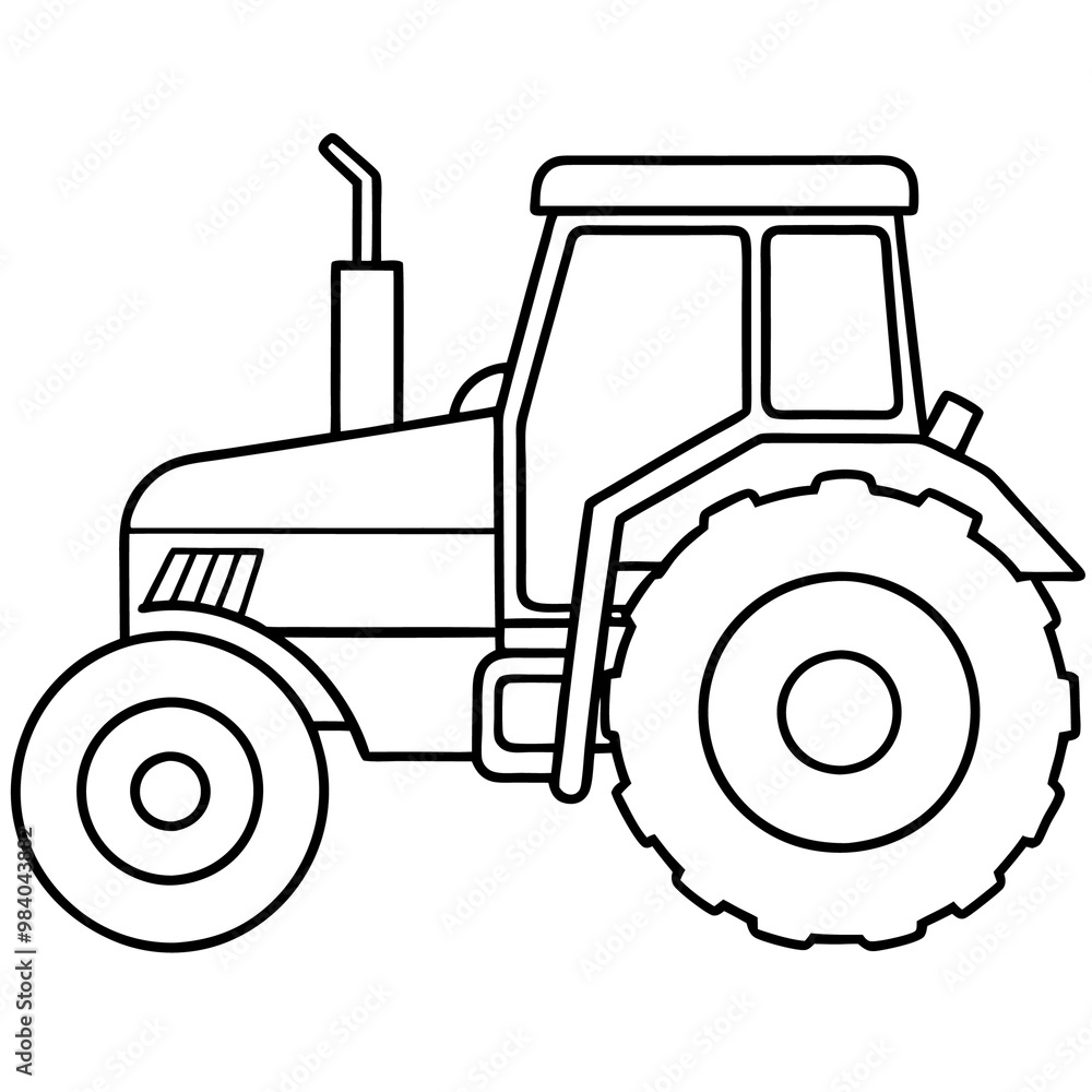 Obraz premium tractor outline coloring book page line art drawing