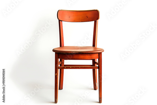 Wallpaper Mural Traditional Dining Chair, Wooden Dining Chair with Curved Back and Seat, A classic wooden chair with a simple design, isolated on a white background.
 Torontodigital.ca