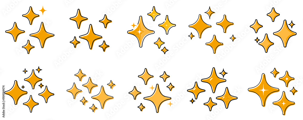 Set of Different Sparkles Icons Illustration Set of Different Sparkles Icons Illustration