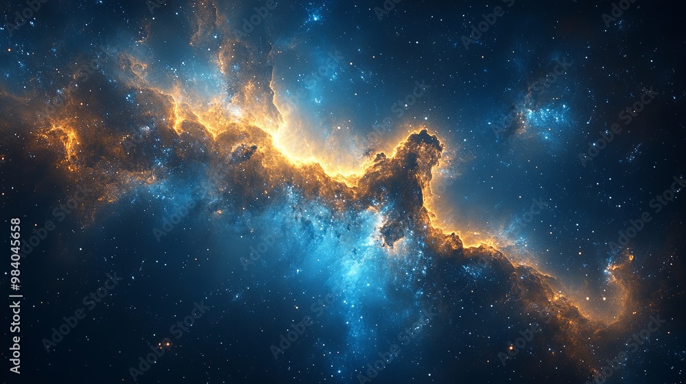 Cosmic Cloud with Fiery Edge and Starry Background Cosmic Cloud with Fiery Edge and Starry Background