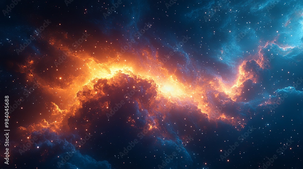 Stunning Cosmic Nebula with Fiery Colors and Stars Stunning Cosmic Nebula with Fiery Colors and Stars