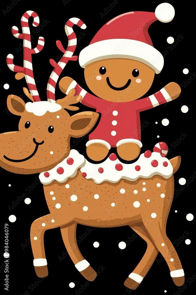 Gingerbread Man Riding a Reindeer for Christmas Gingerbread Man Riding a Reindeer for Christmas