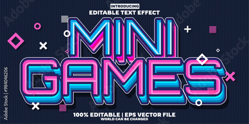 Mini Games editable text effect in new modern trend style