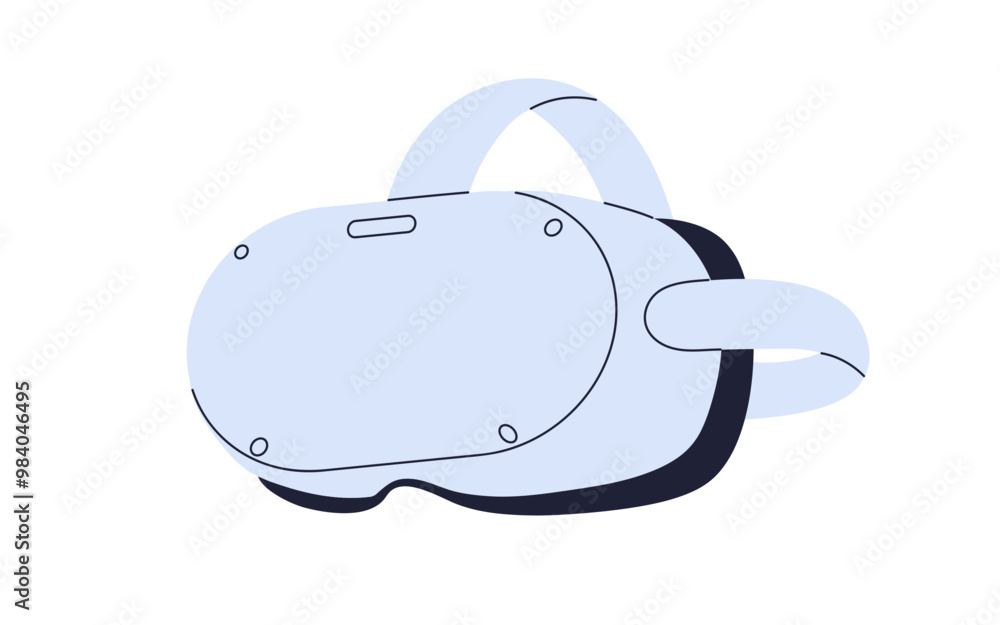 VR headset for immersive virtual reality gaming simulation. Technology goggles, modern gadget, glasses, headgear for digital cyber entertainment. Flat vector illustration isolated on white background