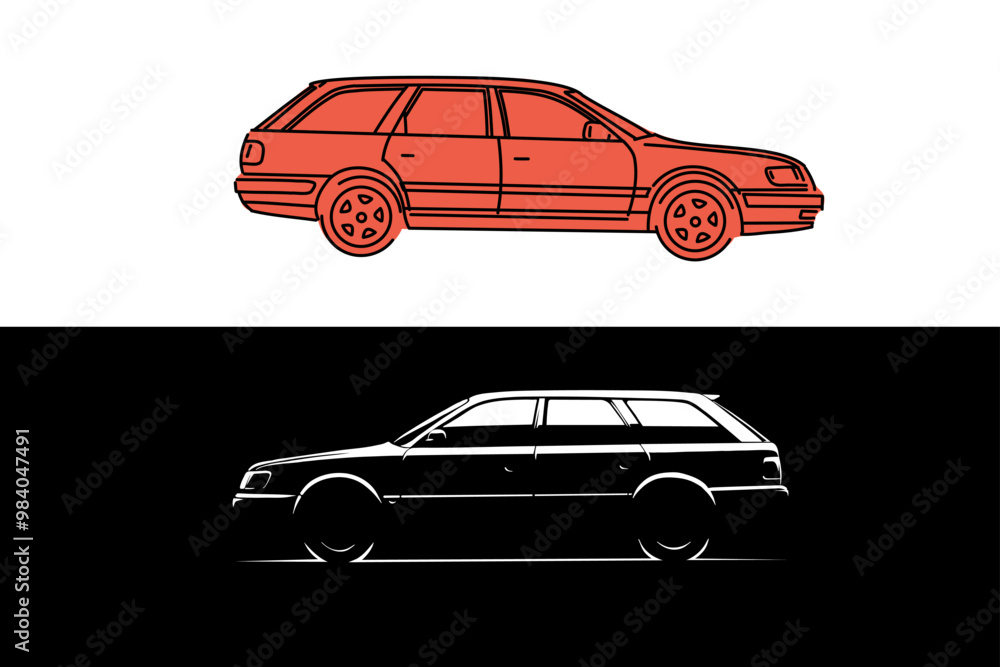 Fototapeta premium Wallpaper Aesthetic, Trendy automotive Lock Screen, Vector illustrations for apparel prints and other uses. Hand drawn cas.