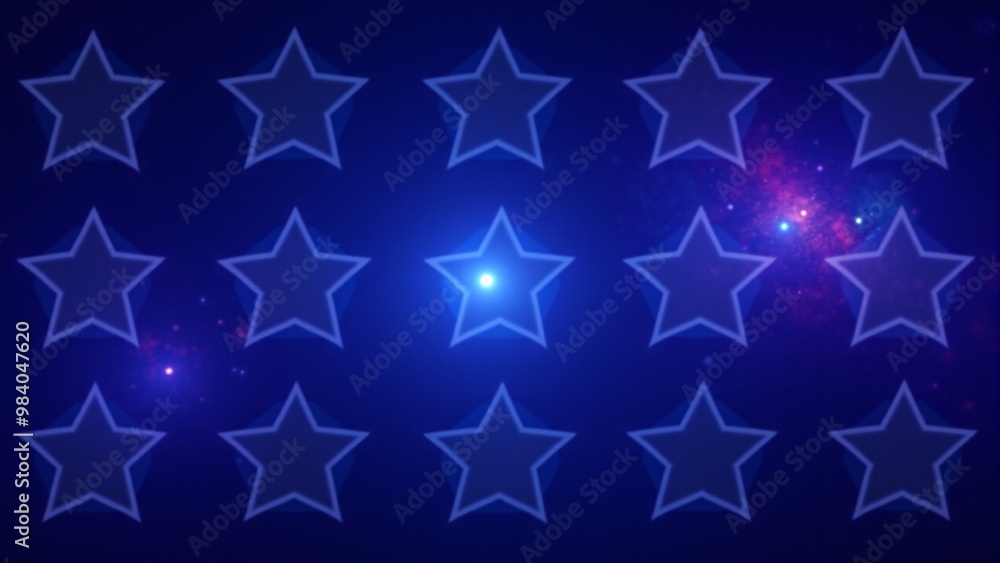 Obraz premium Repeating star patterns with a cosmic theme in deep blue and purple