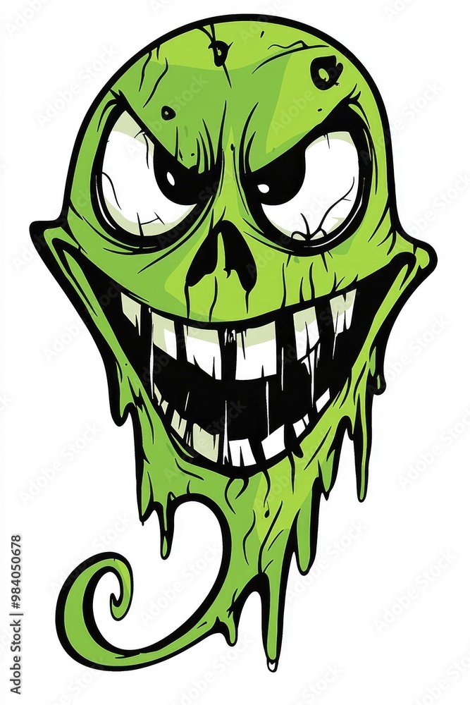 Fototapeta premium Green Slime Monster Face Illustration