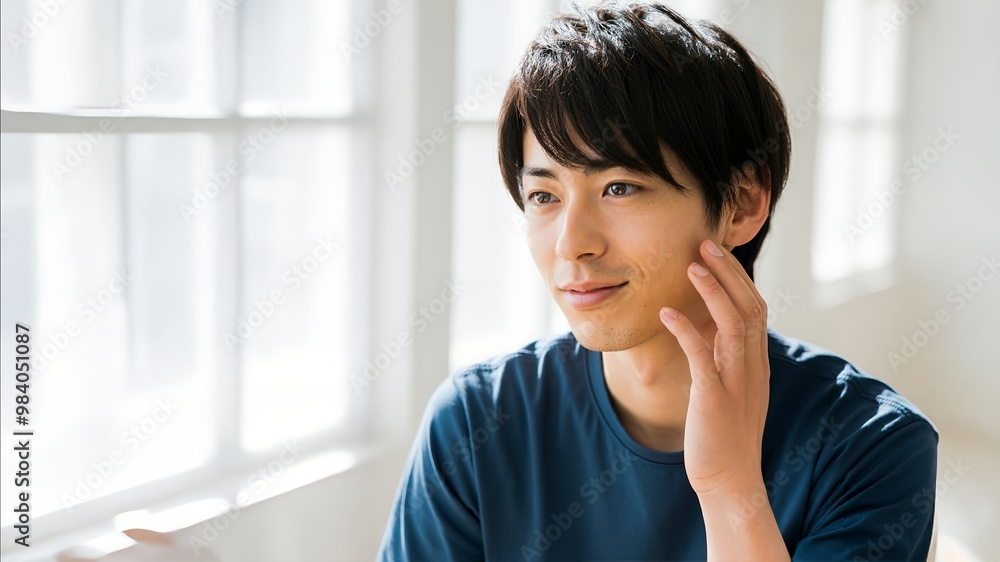肌が気になる若い男性 AI 肌が気になる若い男性 AI
