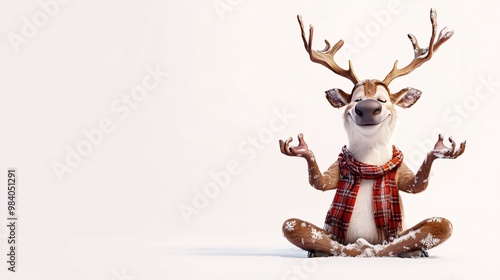 a reindeer doing yoga 