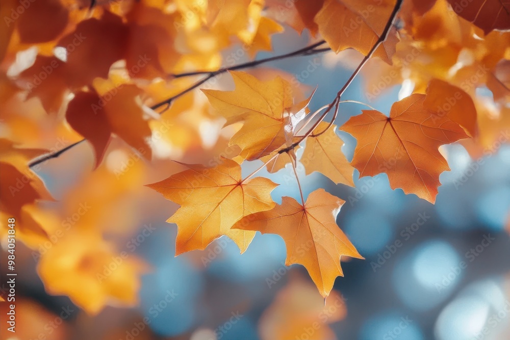 Obraz premium Orange maple leaves are depicted in this image.
