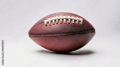 American football placed on white background with detailed textures of the ball