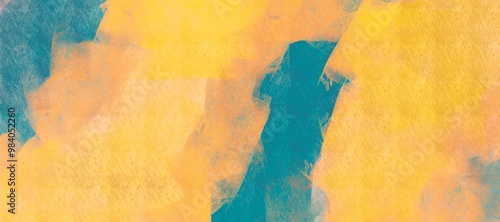 Abstract blue and yellow brushed background texture