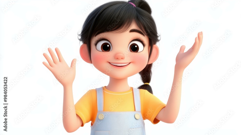 A vibrant illustration of a joyful chef girl in trendy overalls, ready to serve positivity with a cheerful smile and energy. A vibrant illustration of a joyful chef girl in trendy overalls, ready to serve positivity with a cheerful smile and energy.