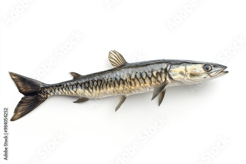 Streamlined Barracuda on Clean White Background