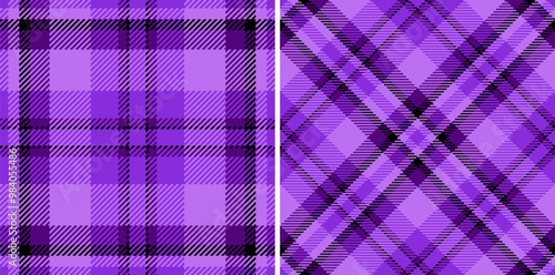 Fabric vector seamless of plaid texture tartan with a pattern check textile background. Set in night colors for herringbone patterns in fashion and design.